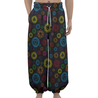 Colorful Seven Chakras Pattern Print Lantern Pants