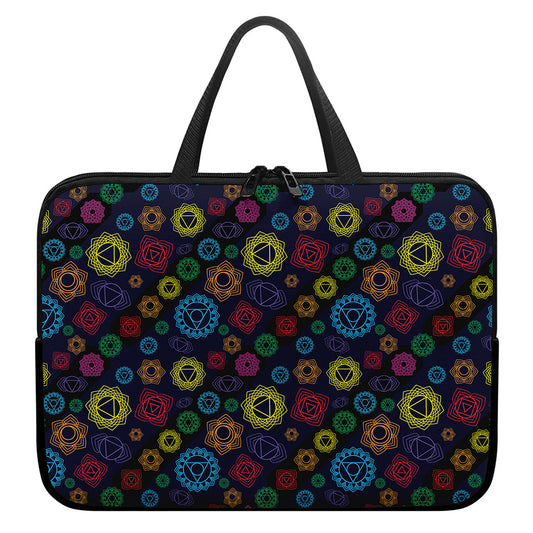 Colorful Seven Chakras Pattern Print Laptop Sleeve With Handle