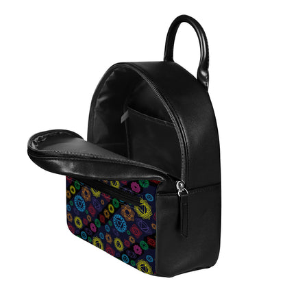 Colorful Seven Chakras Pattern Print Leather Backpack
