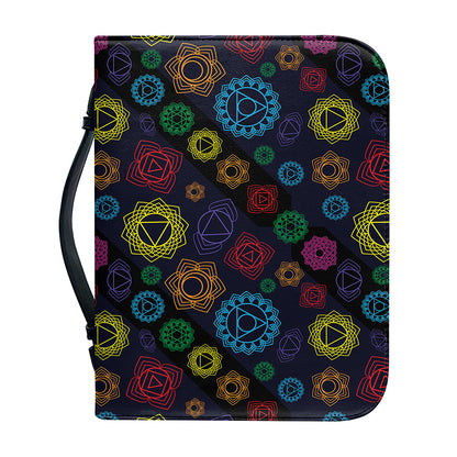 Colorful Seven Chakras Pattern Print Leather Bible Cover