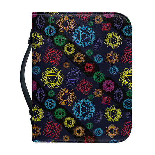 Colorful Seven Chakras Pattern Print Leather Bible Cover