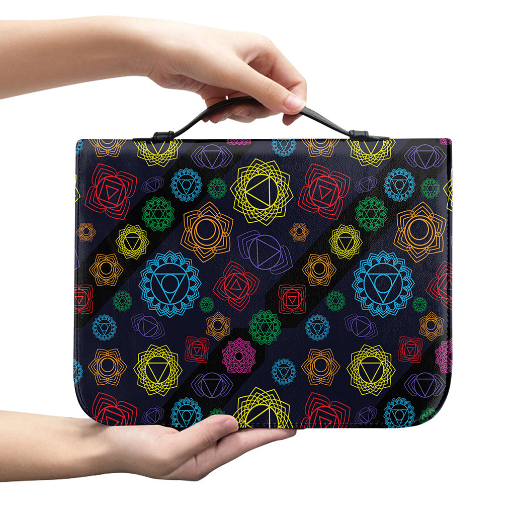 Colorful Seven Chakras Pattern Print Leather Bible Cover