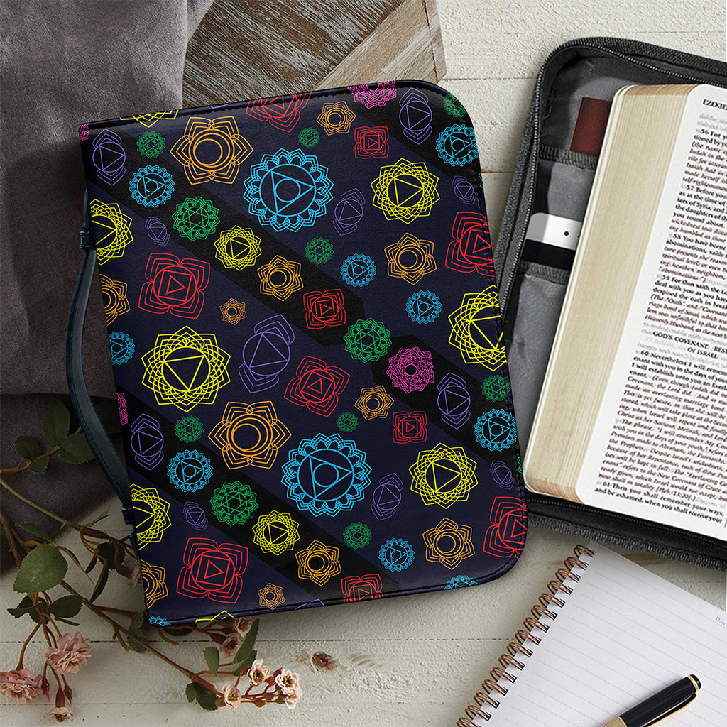 Colorful Seven Chakras Pattern Print Leather Bible Cover