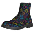 Colorful Seven Chakras Pattern Print Lace-Up Boots