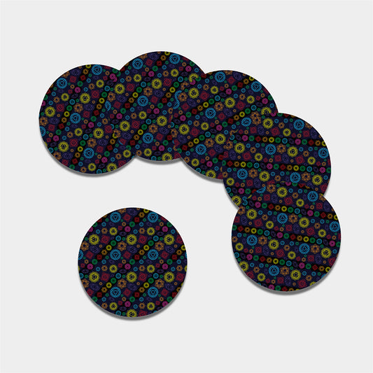 Colorful Seven Chakras Pattern Print Leather Coaster Set