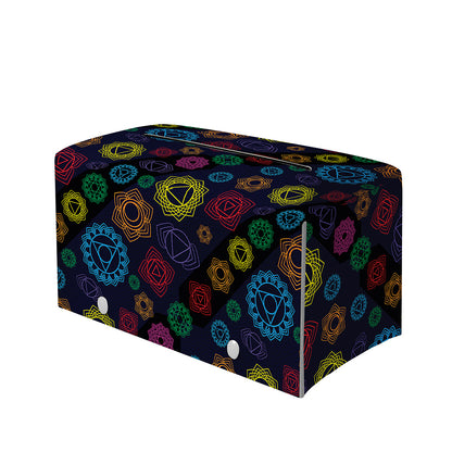 Colorful Seven Chakras Pattern Print Leather Tissue Box Cover