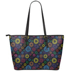 Colorful Seven Chakras Pattern Print Leather Tote Bag