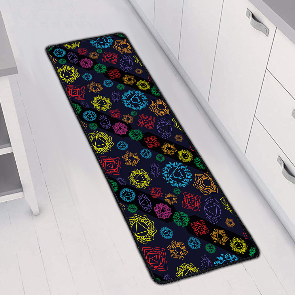 Colorful Seven Chakras Pattern Print Long Kitchen Mat