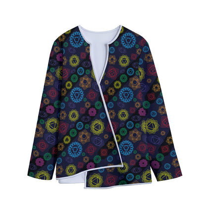 Colorful Seven Chakras Pattern Print Long Sleeve Short Coat
