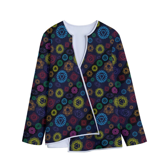 Colorful Seven Chakras Pattern Print Long Sleeve Short Coat