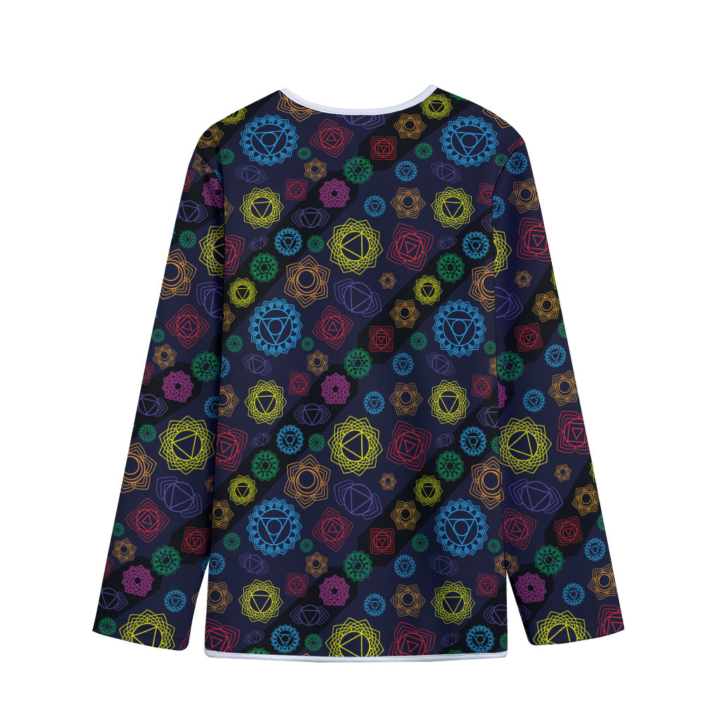 Colorful Seven Chakras Pattern Print Long Sleeve Short Coat