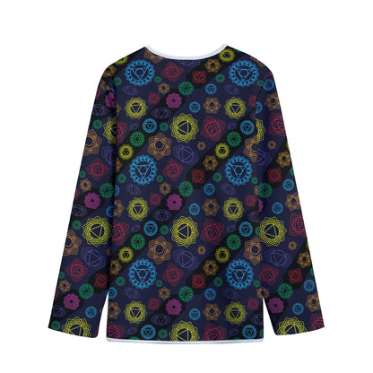 Colorful Seven Chakras Pattern Print Long Sleeve Short Coat