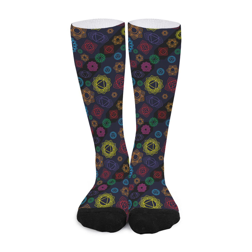 Colorful Seven Chakras Pattern Print Long Socks