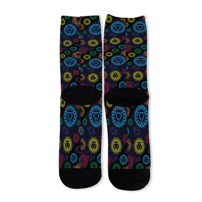Colorful Seven Chakras Pattern Print Long Socks