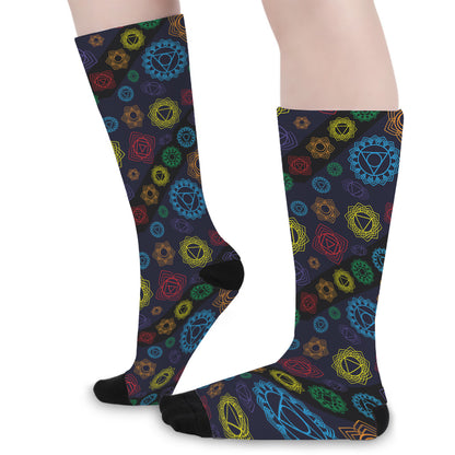 Colorful Seven Chakras Pattern Print Long Socks