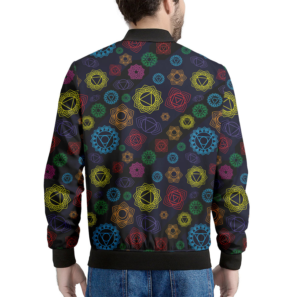 Colorful Seven Chakras Pattern Print Men's Bomber Jacket