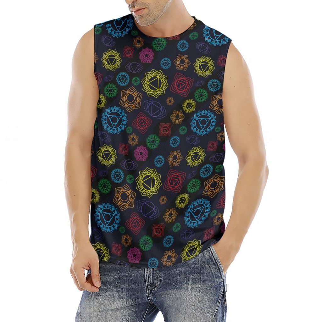 Colorful Seven Chakras Pattern Print Men's Fitness Tank Top