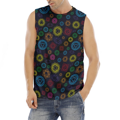 Colorful Seven Chakras Pattern Print Men's Fitness Tank Top