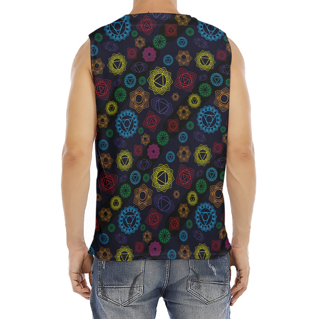 Colorful Seven Chakras Pattern Print Men's Fitness Tank Top