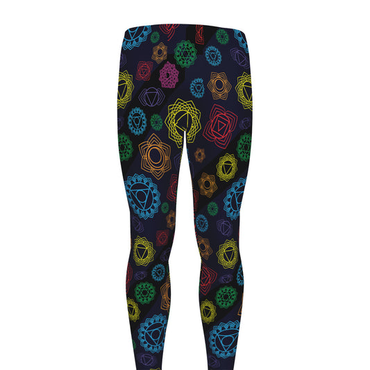 Colorful Seven Chakras Pattern Print Men's leggings