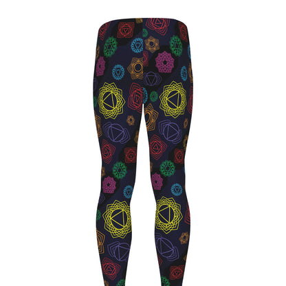 Colorful Seven Chakras Pattern Print Men's leggings