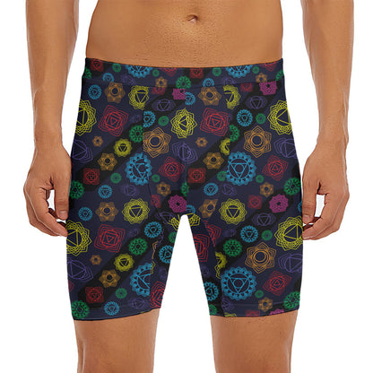 Colorful Seven Chakras Pattern Print Men's Long Boxer Briefs