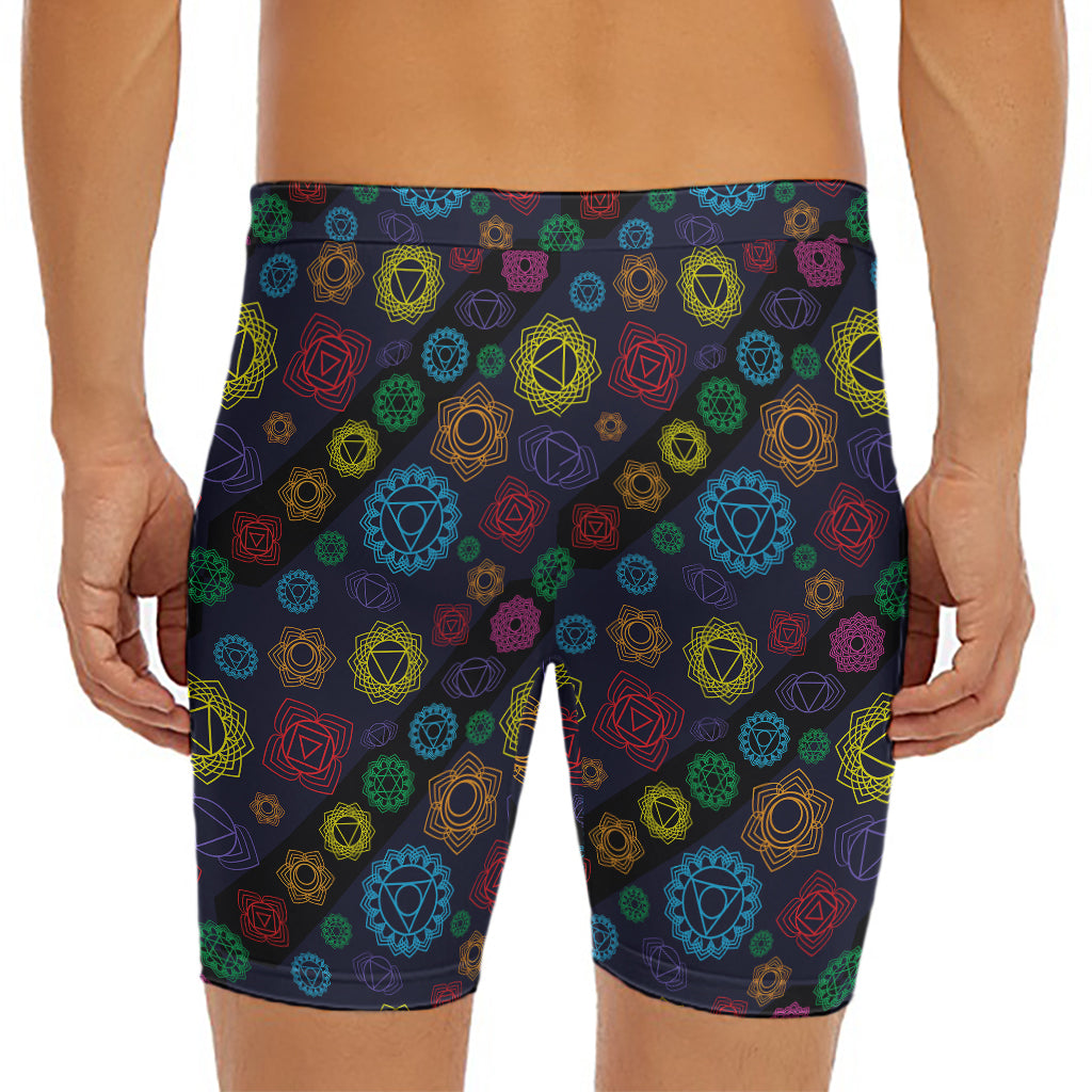 Colorful Seven Chakras Pattern Print Men's Long Boxer Briefs