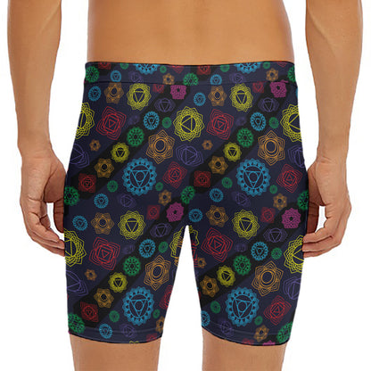 Colorful Seven Chakras Pattern Print Men's Long Boxer Briefs