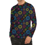Colorful Seven Chakras Pattern Print Men's Long Sleeve Rash Guard