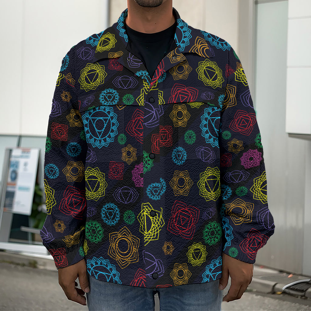 Colorful Seven Chakras Pattern Print Men's Shirt Jacket