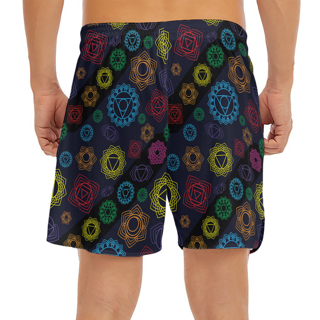Colorful Seven Chakras Pattern Print Men's Split Running Shorts