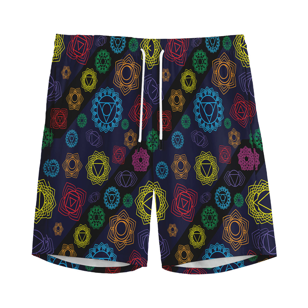 Colorful Seven Chakras Pattern Print Men's Sports Shorts