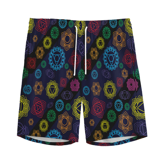 Colorful Seven Chakras Pattern Print Men's Sports Shorts