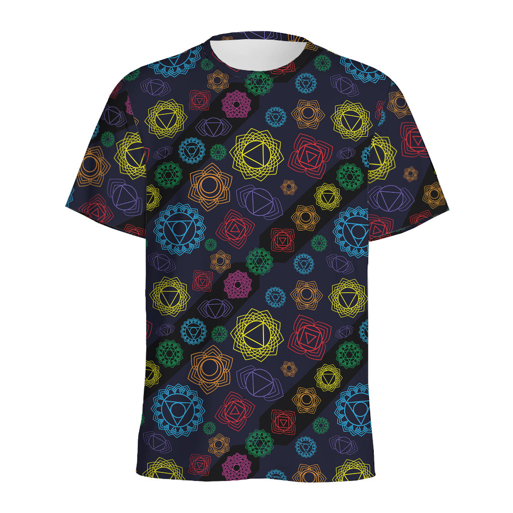 Colorful Seven Chakras Pattern Print Men's Sports T-Shirt