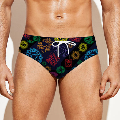 Colorful Seven Chakras Pattern Print Men's Swim Briefs