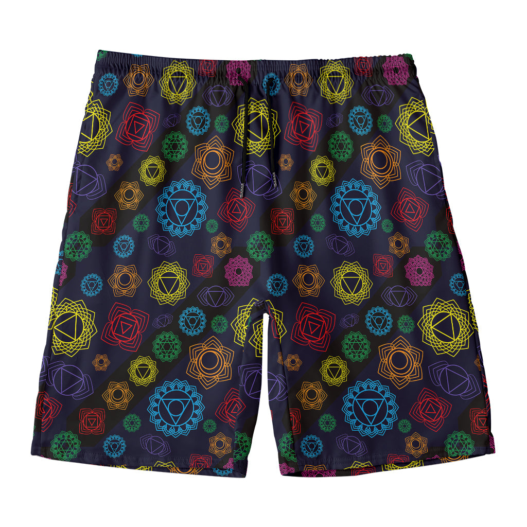 Colorful Seven Chakras Pattern Print Men's Swim Trunks