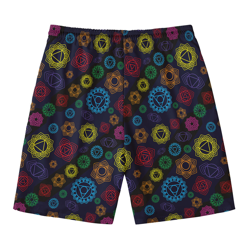 Colorful Seven Chakras Pattern Print Men's Swim Trunks