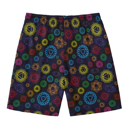 Colorful Seven Chakras Pattern Print Men's Swim Trunks
