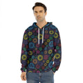 Colorful Seven Chakras Pattern Print Men's Velvet Pullover Hoodie