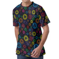 Colorful Seven Chakras Pattern Print Men's Velvet T-Shirt