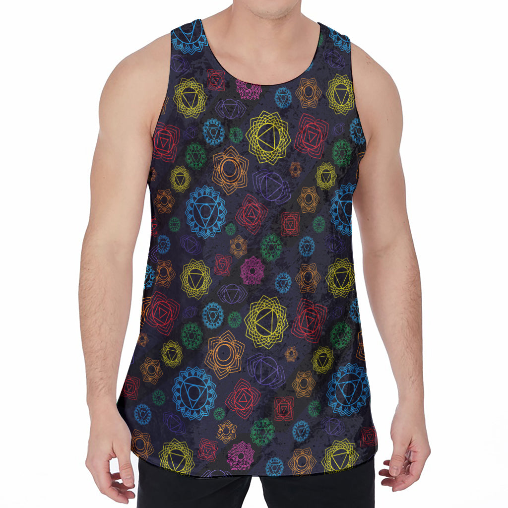 Colorful Seven Chakras Pattern Print Men's Velvet Tank Top