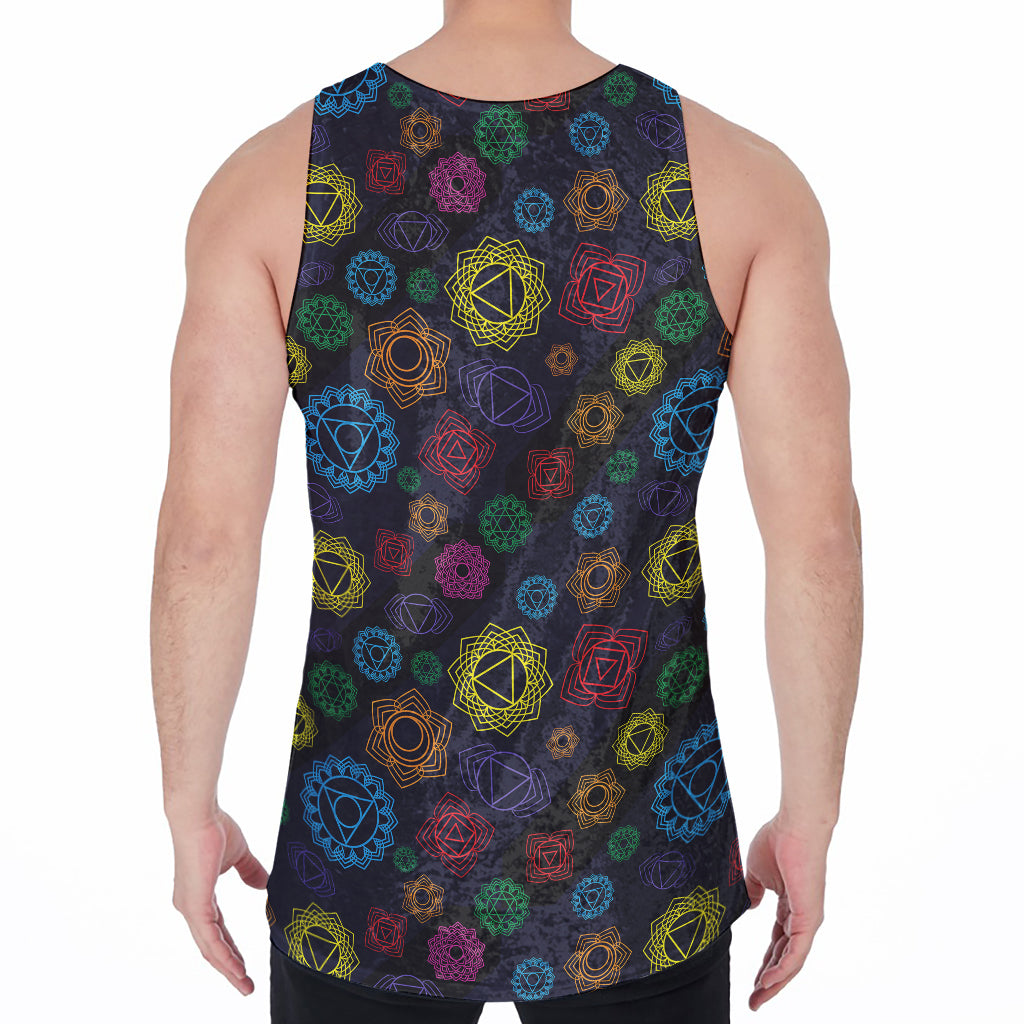 Colorful Seven Chakras Pattern Print Men's Velvet Tank Top
