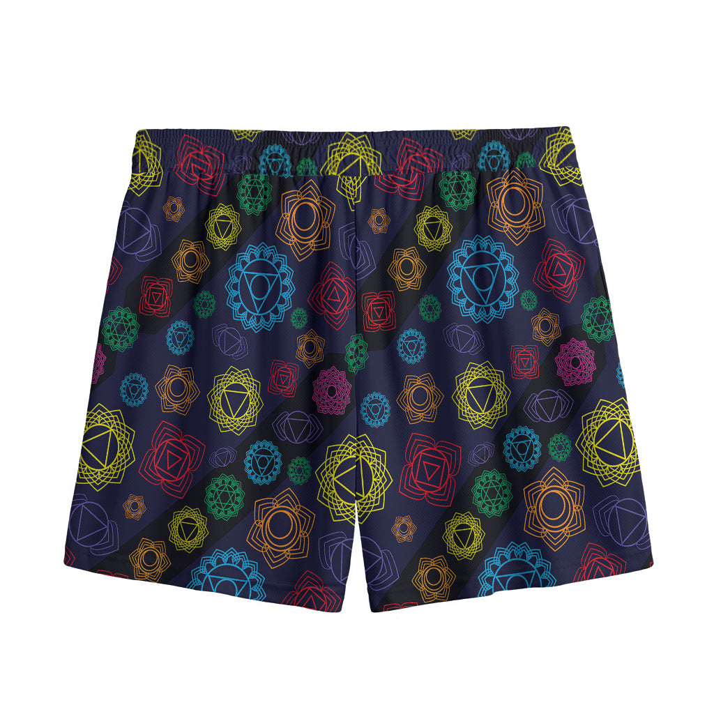 Colorful Seven Chakras Pattern Print Mesh Shorts