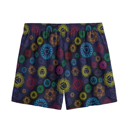Colorful Seven Chakras Pattern Print Mesh Shorts