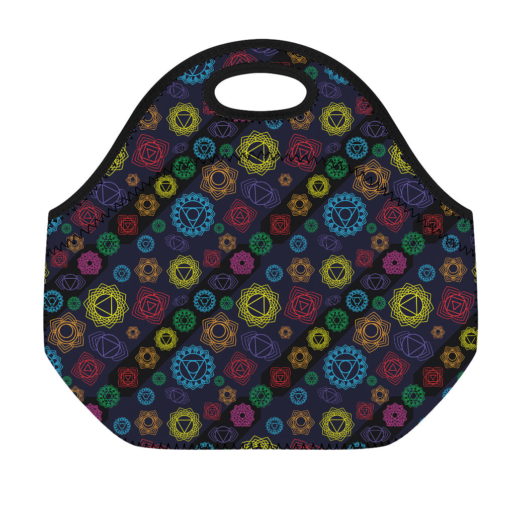 Colorful Seven Chakras Pattern Print Neoprene Lunch Bag