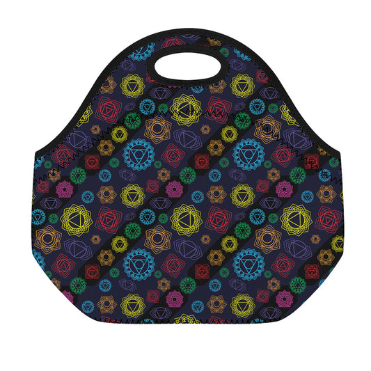 Colorful Seven Chakras Pattern Print Neoprene Lunch Bag