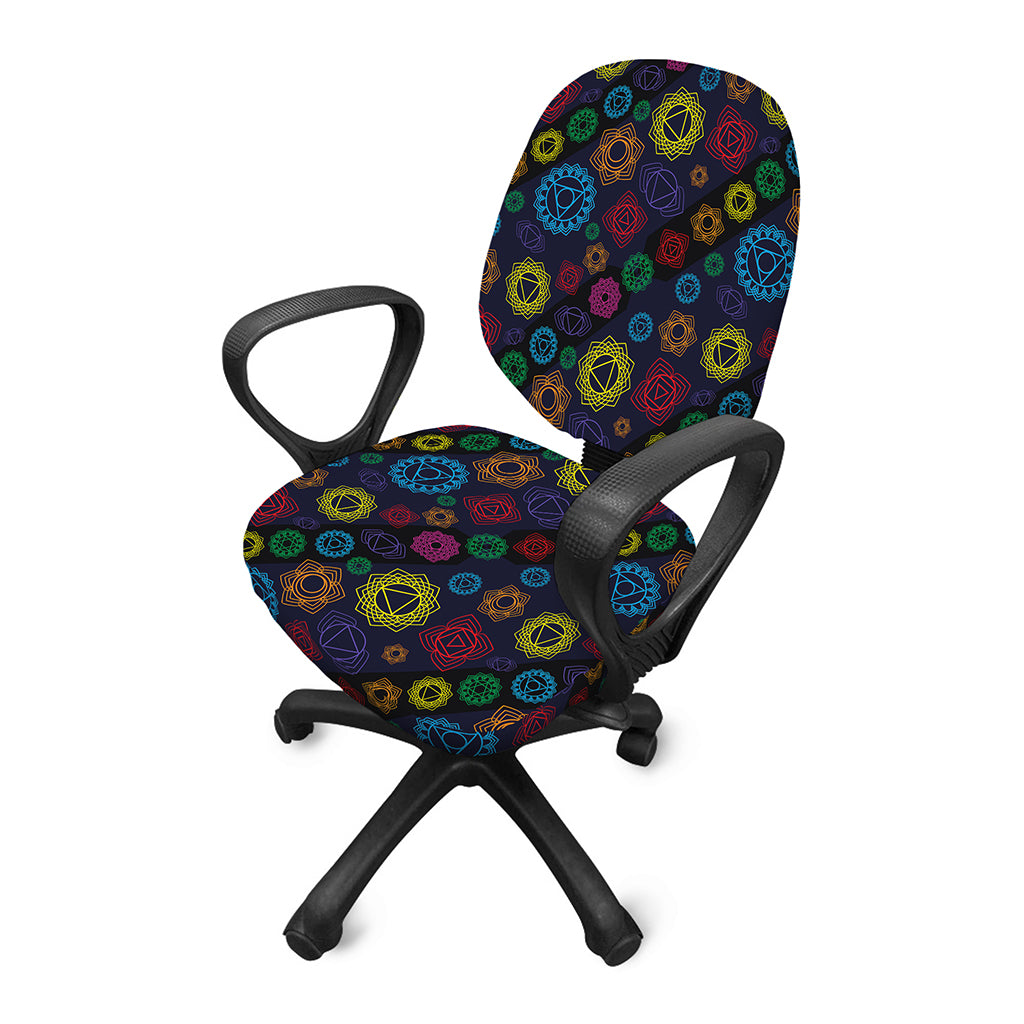 Colorful Seven Chakras Pattern Print Office Chair Cover