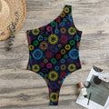Colorful Seven Chakras Pattern Print One Shoulder Bodysuit