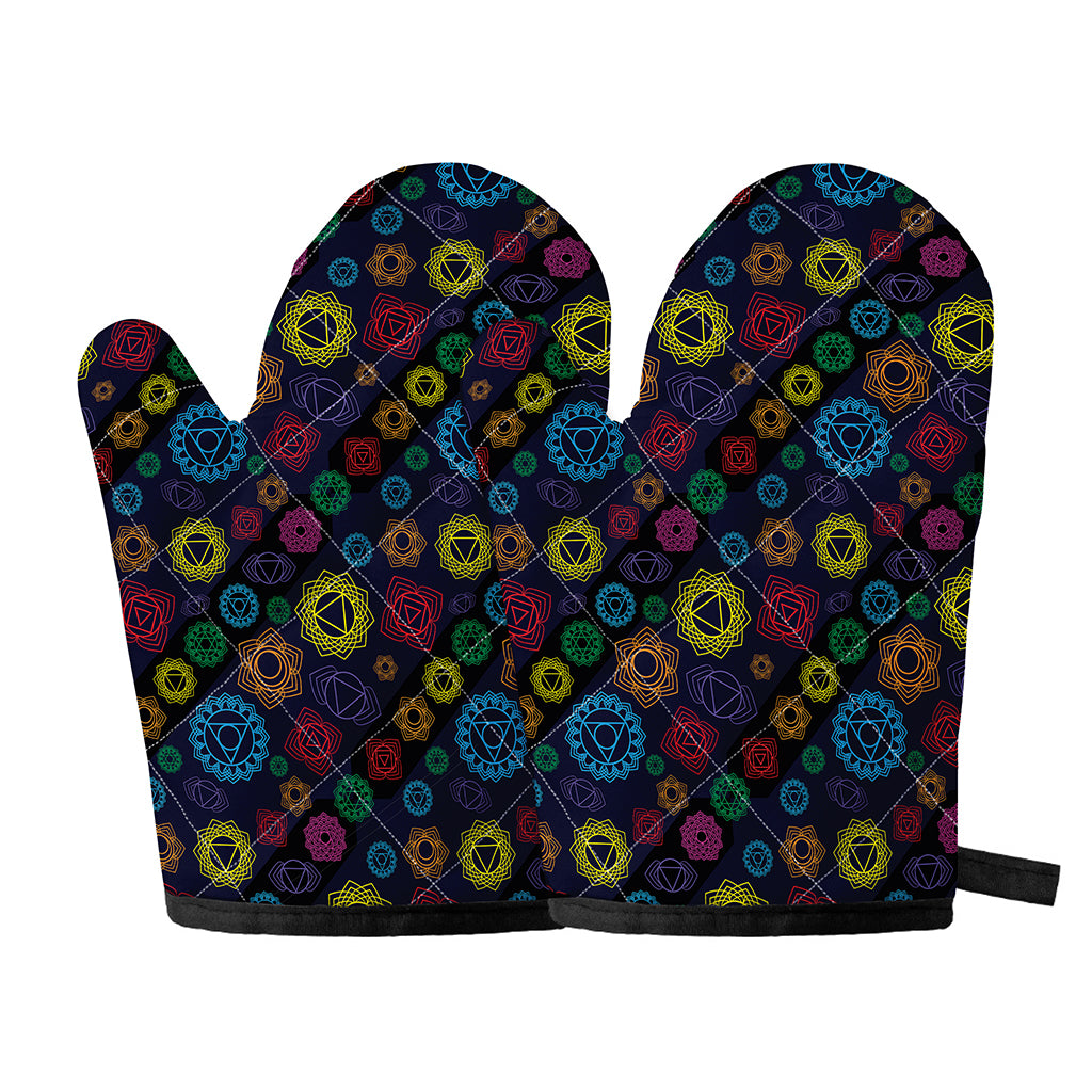 Colorful Seven Chakras Pattern Print Oven Mitts