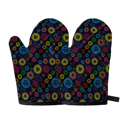 Colorful Seven Chakras Pattern Print Oven Mitts